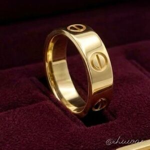 18K Gold Plated Gold Screw Love Ring Size 10